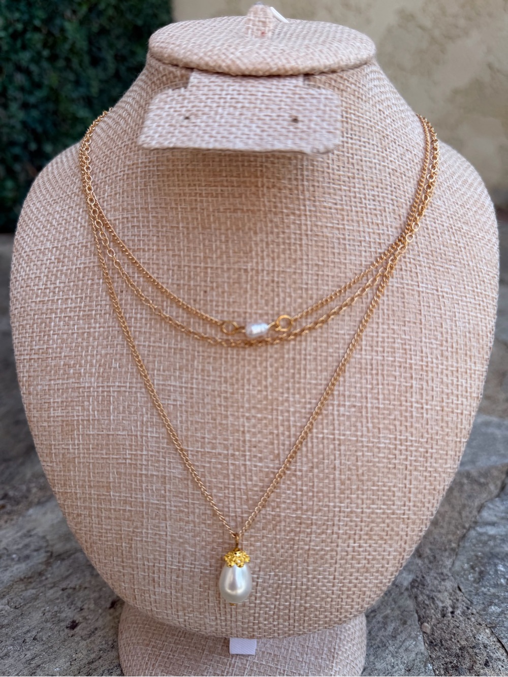 New Set Gold-Tone Layered Pearl Pendant Necklace & Bracelet - Women's Jewelry